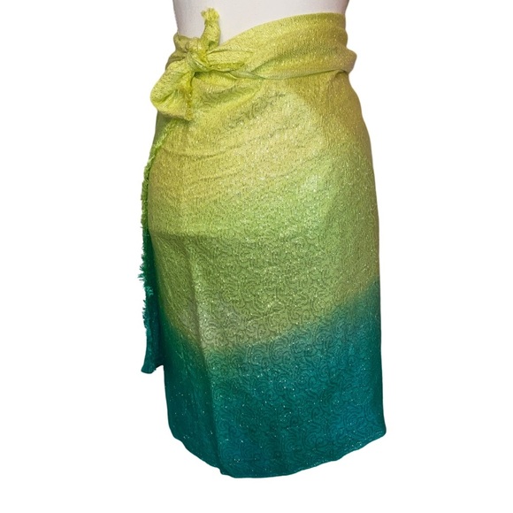 Scarf Swimsuit Wrap in Chartreuse Yellow Green - Picture 3 of 5